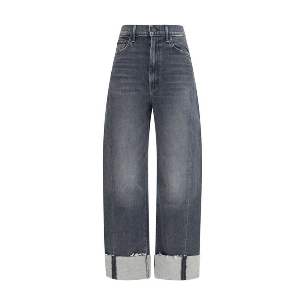 Mother Denim Black Cotton Cropped Women's Jeans